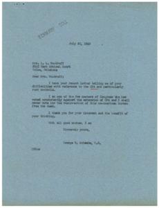 Letter from George B. Schwabe, M.C. Regarding OPA and Rent Controls, 1946-07-20