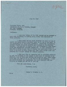 Supporting Decontrol of Dairy Products: A Letter from Producers Dairy, Inc. to Representative George B. Schwabe, 1946-07-16