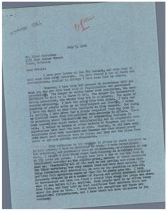 Urgent Call for Price Controls: A Letter to Mr. Schwabe, 1946-07-07