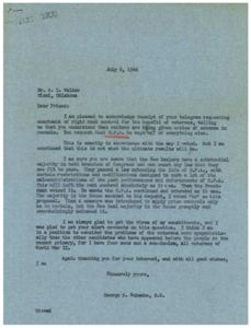 Request for Rigid Rent Control Legislation for Veterans, 1946-07-06