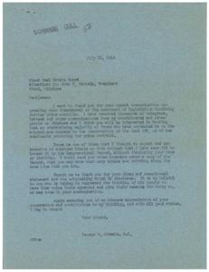 Opposition to OPA Resurrection: A Thank You Letter from George B. Schwabe, 1946-07-12