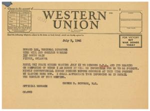 Urgent Cablegram for Regional Director Regarding Miners Meeting, 1946-07-09