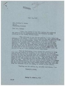 Old Age Pension Reform: A Letter to Congressman George B. Schwabe, 1946-04-01