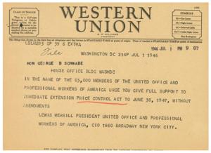 Urgent Call for Extension of Price Control Act, 1947-06-30
