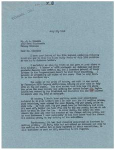 Price Control and Subsidies: A Letter from George B. Schwabe, M.C., 1946-06-30