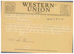 Regulating Unreasonable Prices: A Call to Action from Congressman Schwab, 1945-01-01 - 1946-12-31