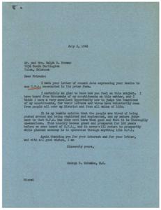 Support for O.P.A. Extension: A Letter to Congressman Schwabe, 1946-07-06