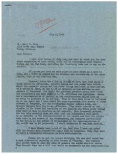 The Battle for Price Controls: A Letter from George B. Schwabe, M.C., 1946-07-01
