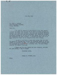 Concerns Over Rent Control and Price Controls: Correspondence Between Mr. Earl L. Coulter and Congressman George Schwabe, 1946-07-19