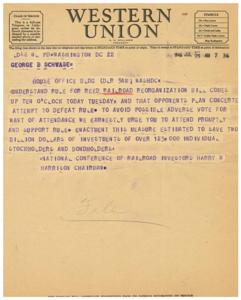 URGENT: Support Railroad Reorganization Bill Rule Enactment, 1945-01-01 - 1946-12-31