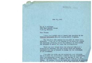Letter Regarding Railroad Retirement Bill: A Call for Support, 1946-06-20