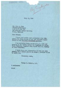 Request for Copies of Proposed Railroad Retirement Legislation, 1946-07-19