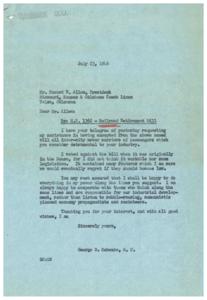 Request for Assistance in Exemption from Railroad Retirement Bill HR 1362, 1946-07-23