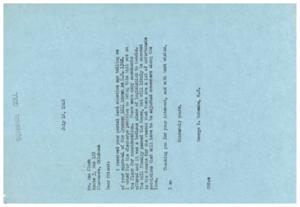 Legislative Update: H.R. 1362 - A Letter from George B. Schwabe, 1946-07-18
