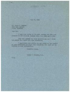 Support for Crosser Bill: A Letter from Representative George B. Schwabe, 1946-07-24