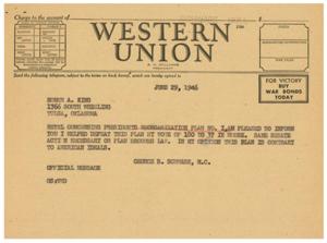 Urgent Telegram Regarding Reorganization Plan Opposition, 1946-06-29