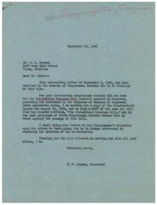 Letter to Congressman Schwabe Regarding Opposition to Streamlined Congress Bill, 1946-08-12