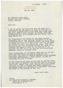 Congressional Salary Increases and War Bond Sales: A Letter to the Editor, 1945-05-18