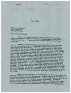 Response to Concerns on Old Age Pension Plans and Pressure Groups: A Congressman&#39;s Perspective, 1946-05-04