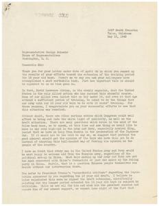 The Importance of Extending Training for 18 Year Old Boys: A Letter to Representative George Schwabe, 1945-05-15