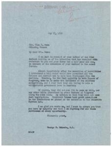 Concerns and Sympathies: A Letter from George B. Schwabe, M.C., 1941-05-22
