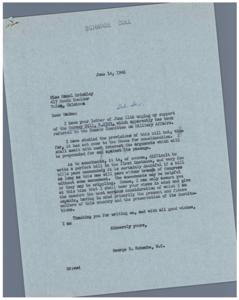 Inquiry Regarding Gurney Bill: Correspondence with George B. Schwabe, M.C., 1946-06-14