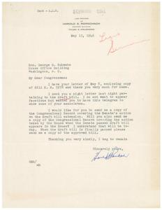 Request for Congressional Records on Draft Bill Extension, 1946-05-13