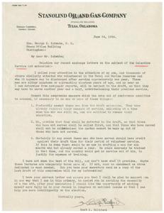 Concerns Regarding Selective Service Act Extension: A Letter to Honorable  George B. Schwabe, M. C., 1946-06-24
