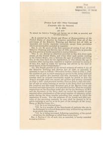 Extension of the Selective Training and Service Act of 1940, 1940-09-16