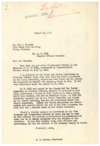 Support Needed for H.R. 6954: Reserve Officer Benefits, 1946-07-03