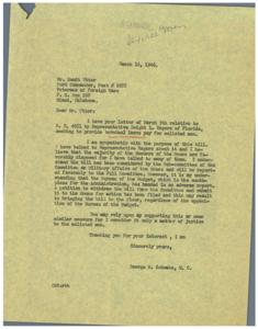Supporting Terminal Leave Pay for Enlisted Men: A Letter to Congressman George Schwabe, 1946-03-16