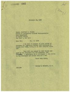 Legislation Concerning Terminal Leave Pay: Correspondence with Congressman Schwabe, 1945-09-13