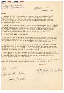 Demand for Truth and Justice: A Letter from John Filchner, 1946-01-08