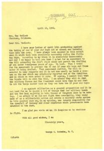 Title: Opposition to Drafting Young Men: A Letter Exchange, 1946-04-10