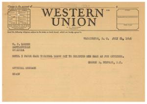 Message Transmission and Billing Information for SCHWABE - Charge to Account, 1946-07-24