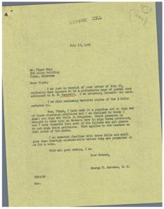 Support for Wartime Bills: Correspondence between George B. Schwabe and Floyd Hoss, 1945-07-12