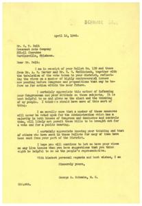 Small Business Perspectives: A Letter to Congressman Schwabe, 1946-04-16