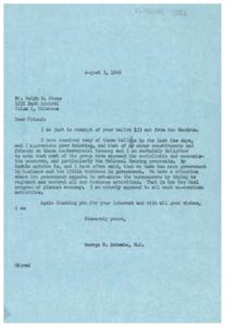Opposition to Socialistic Measures: A Letter from George B. Schwabe, M.C., 1946-08-03