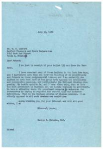 Title: Opposition to Socialistic and Communistic Measures: George B. Schwabe&#39;s Response, 1946-07-25