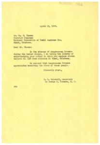 Small Business Vote Tabulation for Congressman Schwabe, 1946-04-19