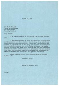 Title: Opposition to Socialistic Measures: A Letter from George B. Schwabe, M.C., 1946-08-23