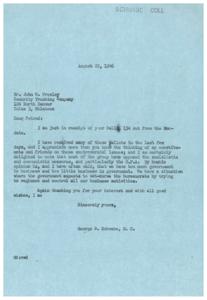 Public Opinion on Government Measures: A Letter from George B. Schwabe, M.C., 1946-08-22