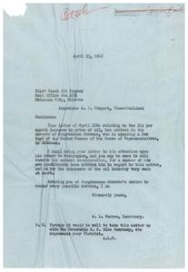 Letter to Congressman Regarding Oil Price Increase, 1946-04-18