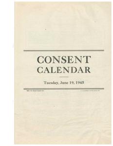 House Consent Calendar for June 19, 1945, 1936-06-26