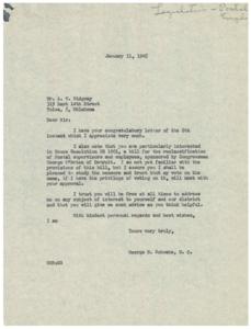 Support for House Resolution HR 1901: A Letter from A.W. Ridgway to George B. Schwabe, 1945-01-11