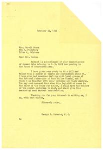 Support for Postal Employees: A Letter from Mrs. Hanna, 1945-02-21