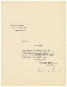 Request for Support of H.R. 2071 from Mr. Lavern Brandon, 1945-01-01 - 1946-12-31