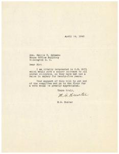 Urgent Appeal for Salary Increase for Postal Employees, 1945-04-24