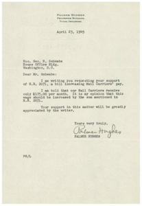 Request for Support of H.R. 2071: Increase in Mail Carriers&#39; Pay, 1945-04-23