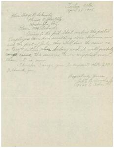 Urgent Request for Support of H.R. 2071: A Letter to Honorable  George B. Schwabe, 1945-01-01 - 1946-12-31
